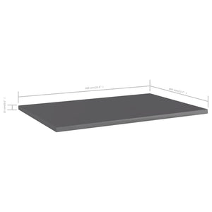 Ράφια Βιβλιοθήκης 8 τεμ. Γυαλ. Γκρι 60x40x1,5 εκ. Επεξ. Ξύλο