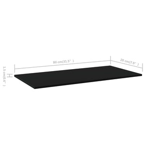 Ράφια Βιβλιοθήκης 4 τεμ. Μαύρα 80x20x1,5 εκ. από Μοριοσανίδα - Pakobazaar