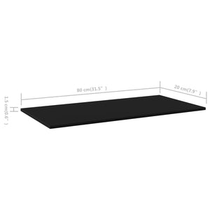 Ράφια Βιβλιοθήκης 8 τεμ. Μαύρα 80x20x1,5 εκ. από Μοριοσανίδα