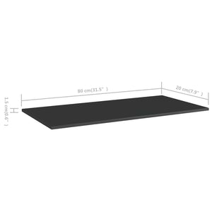 Ράφια Βιβλιοθήκης 4 τεμ. Γυαλ. Μαύρο 80x20x1,5 εκ. Μοριοσανίδα - Pakobazaar