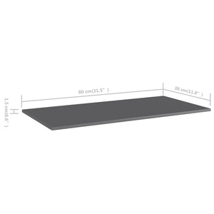 Ράφια Βιβλιοθήκης 8 τεμ. Γυαλ. Γκρι 80x30x1,5 εκ. Μοριοσανίδα - Pakobazaar