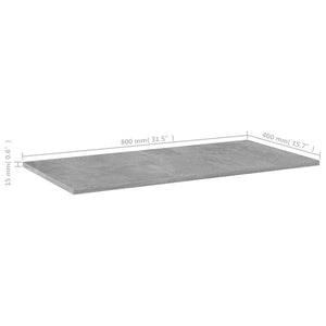 Ράφια Βιβλιοθήκης 8 τεμ. Γκρι Σκυροδ. 80x40x1,5 εκ. Μοριοσανίδα - Pakobazaar