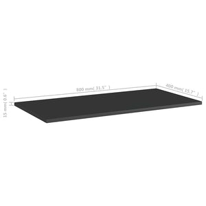 Ράφια Βιβλιοθήκης 8 τεμ. Γυαλ. Μαύρο 80x40x1,5 εκ. Μοριοσανίδα
