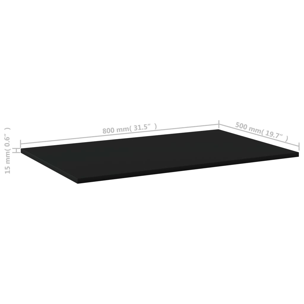 Ράφια Βιβλιοθήκης 4 τεμ. Μαύρα 80x50x1,5 εκ. από Μοριοσανίδα