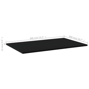 Ράφια Βιβλιοθήκης 4 τεμ. Μαύρα 80x50x1,5 εκ. από Μοριοσανίδα