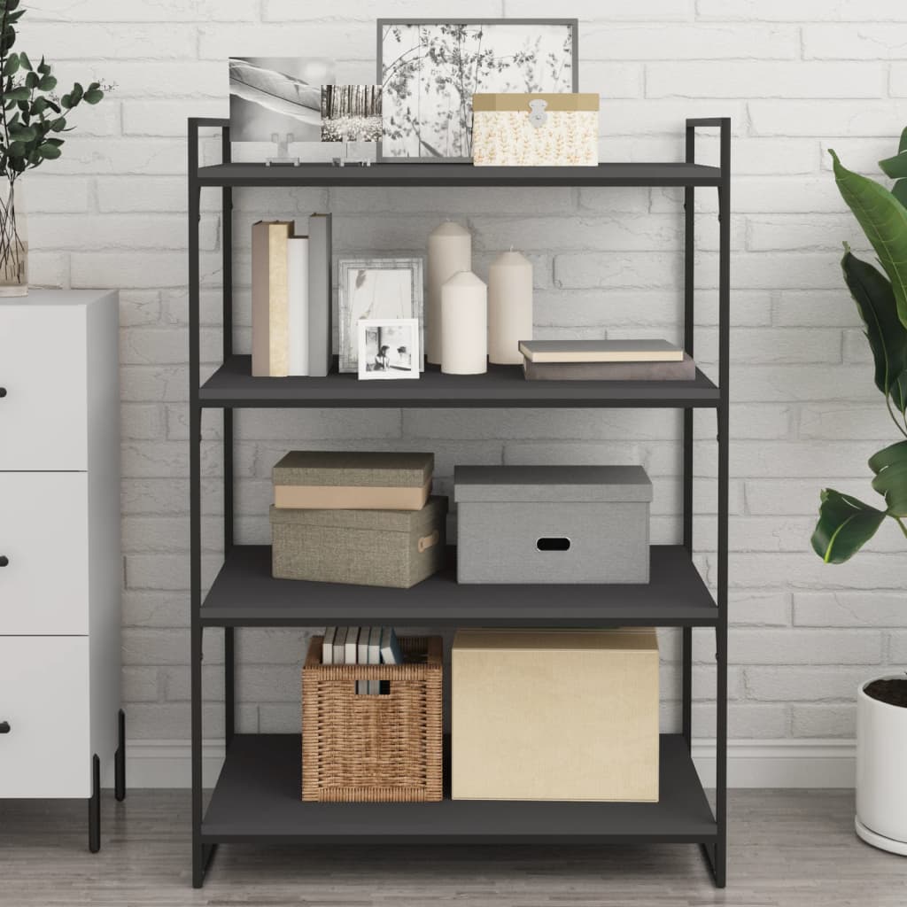 Ράφια Βιβλιοθήκης 4 τεμ. Γκρι 80x50x1,5 εκ. από Μοριοσανίδα