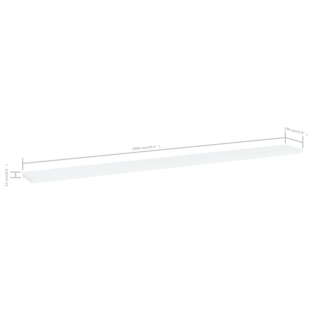 Ράφια Βιβλιοθήκης 4 τεμ. Λευκά 100x10x1,5 εκ. από Μοριοσανίδα