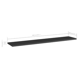 Ράφια Βιβλιοθήκης 8 τεμ. Γυαλ. Μαύρο 100x20x1,5 εκ. Μοριοσανίδα
