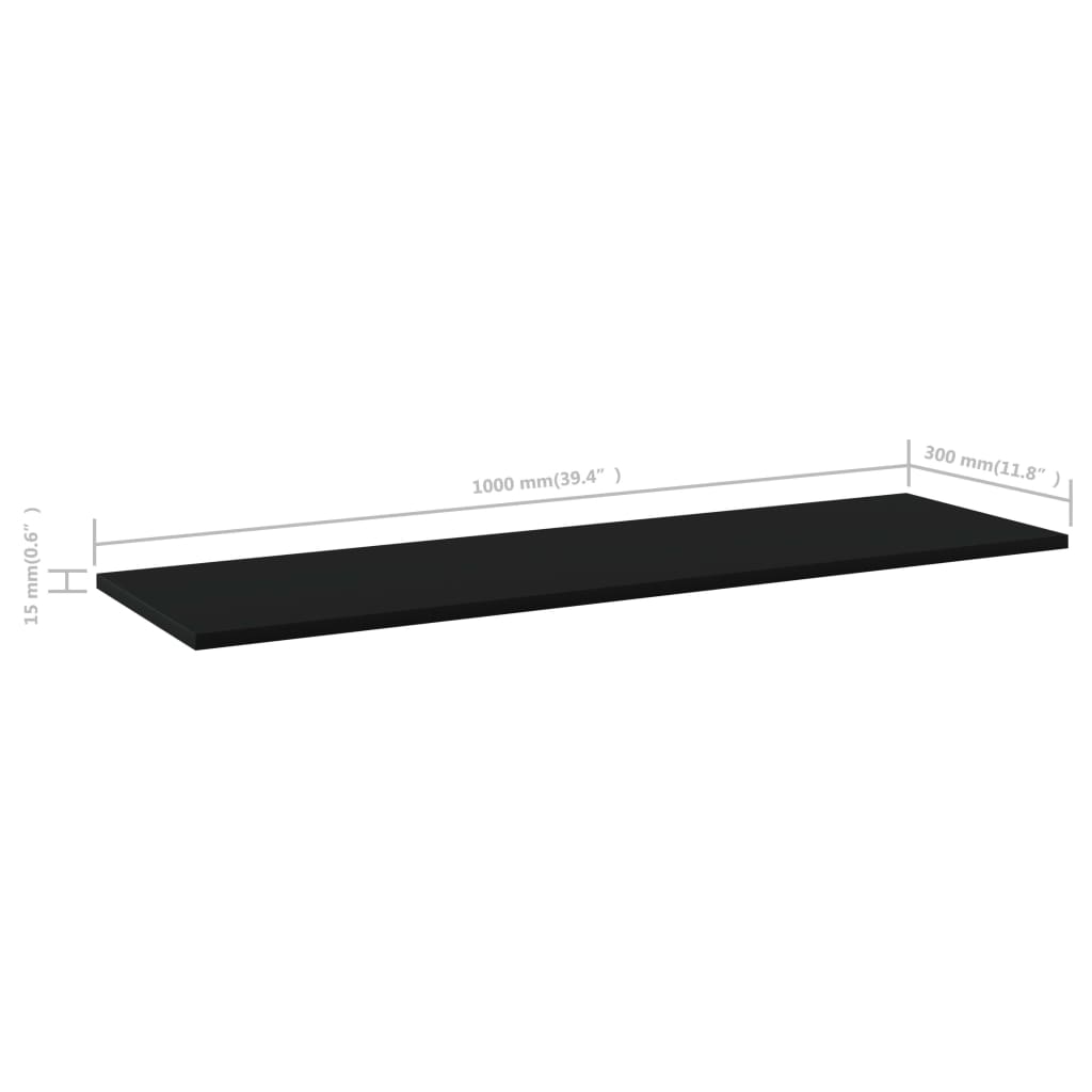 Ράφια Βιβλιοθήκης 4 τεμ. Μαύρα 100x30x1,5 εκ. από Μοριοσανίδα - Pakobazaar