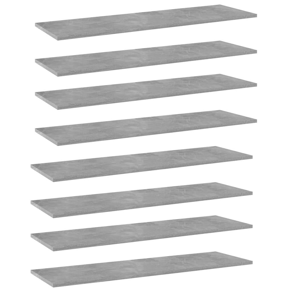 Ράφια Βιβλιοθήκης 8 τεμ Γκρι Σκυροδ. 100x30x1,5 εκ. Μοριοσανίδα
