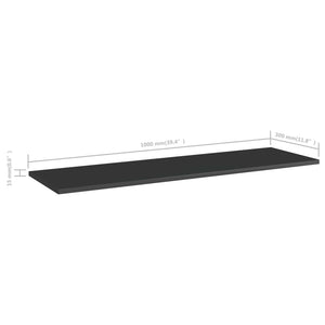Ράφια Βιβλιοθήκης 8 τεμ. Γυαλ. Μαύρο 100x30x1,5 εκ. Μοριοσανίδα - Pakobazaar