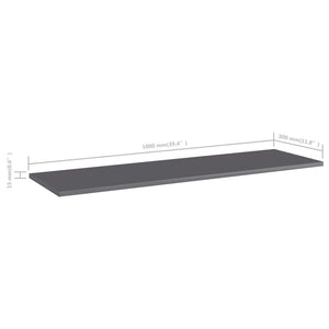 Ράφια Βιβλιοθήκης 4 τεμ. Γυαλ. Γκρι 100x30x1,5 εκ. Μοριοσανίδα - Pakobazaar