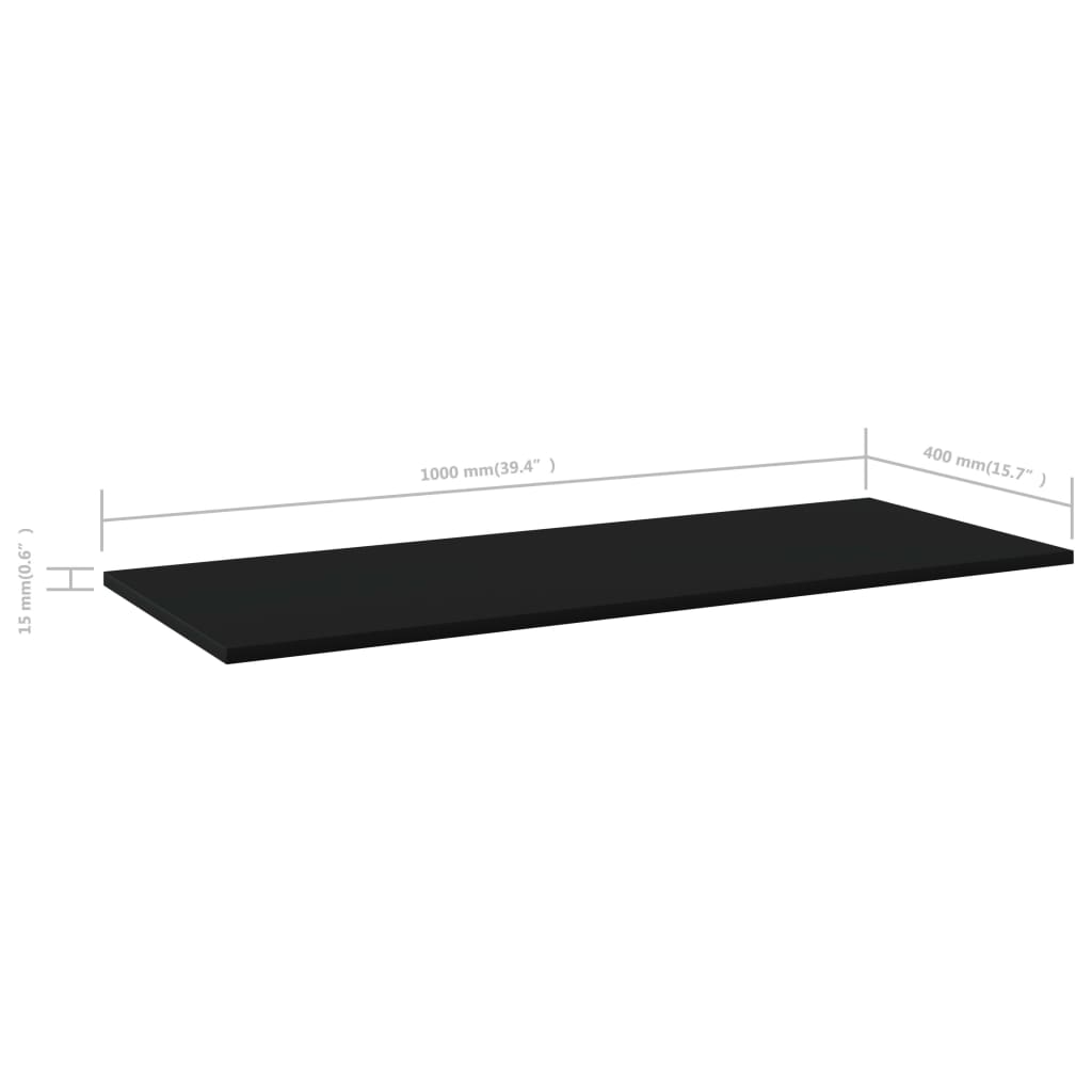 Ράφια Βιβλιοθήκης 4 τεμ. Μαύρα 100x40x1,5 εκ. από Μοριοσανίδα - Pakobazaar