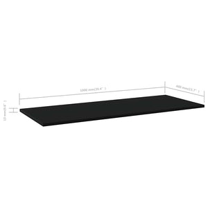 Ράφια Βιβλιοθήκης 4 τεμ. Μαύρα 100x40x1,5 εκ. από Μοριοσανίδα - Pakobazaar