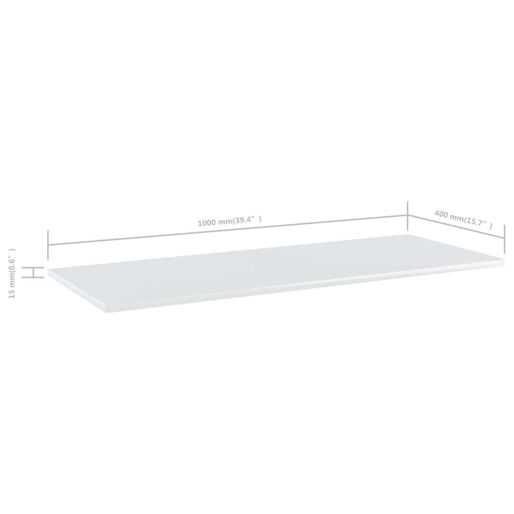 Ράφια Βιβλιοθήκης 4 τεμ. Γυαλ. Λευκό 100x40x1,5 εκ. Επεξ. Ξύλο - Pakobazaar