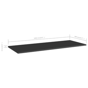 Ράφια Βιβλιοθήκης 4 τεμ. Γυαλ. Μαύρο 100x40x1,5 εκ. Μοριοσανίδα