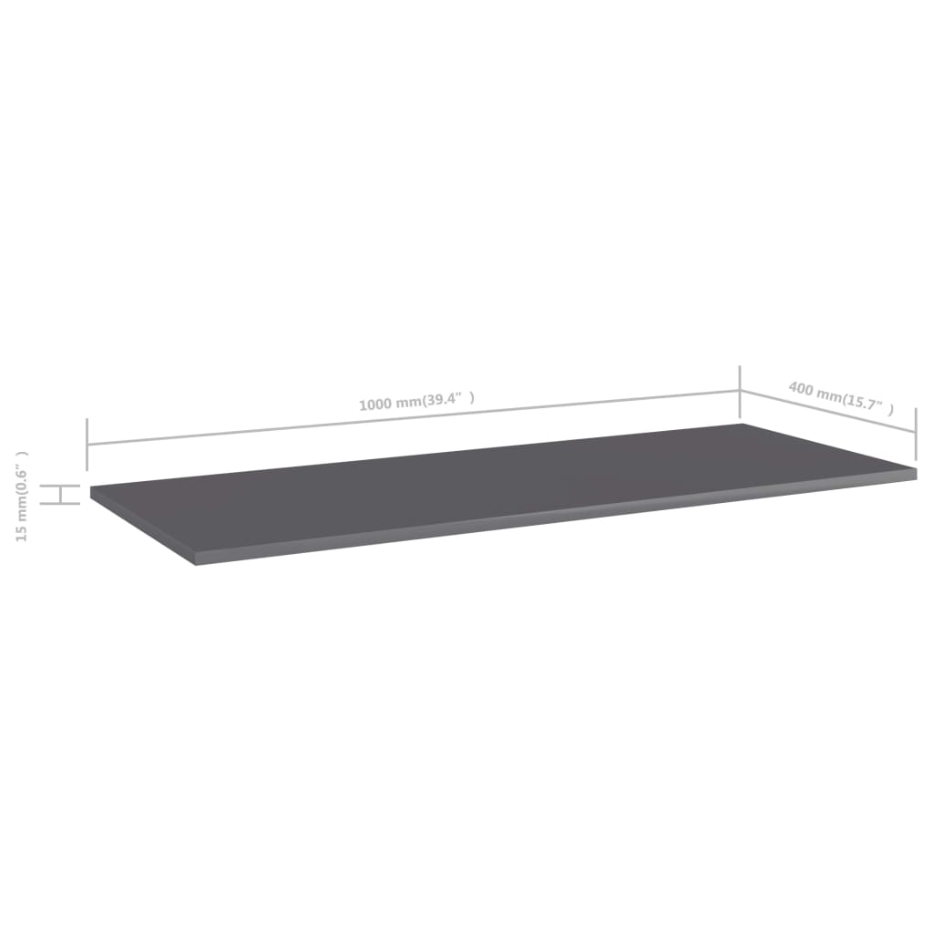 Ράφια Βιβλιοθήκης 4 τεμ. Γυαλ. Γκρι 100x40x1,5 εκ. Μοριοσανίδα