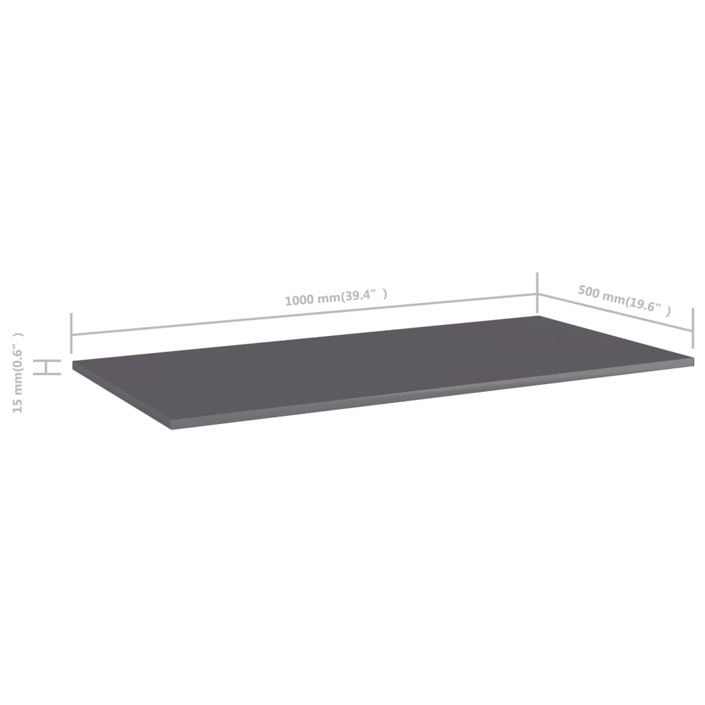 Ράφια Βιβλιοθήκης 4 τεμ. Γυαλ. Γκρι 100x50x1,5 εκ. Μοριοσανίδα