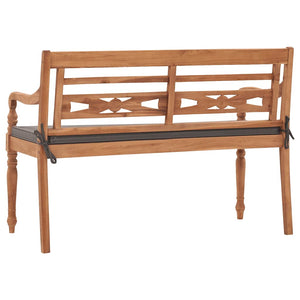 Παγκάκι Batavia 120 εκ. Μασίφ Ξύλο Teak & Σκούρο Γκρι Μαξιλάρι - Pakobazaar