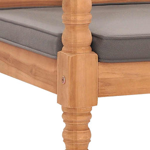 Παγκάκι Batavia 120 εκ. Μασίφ Ξύλο Teak & Σκούρο Γκρι Μαξιλάρι - Pakobazaar
