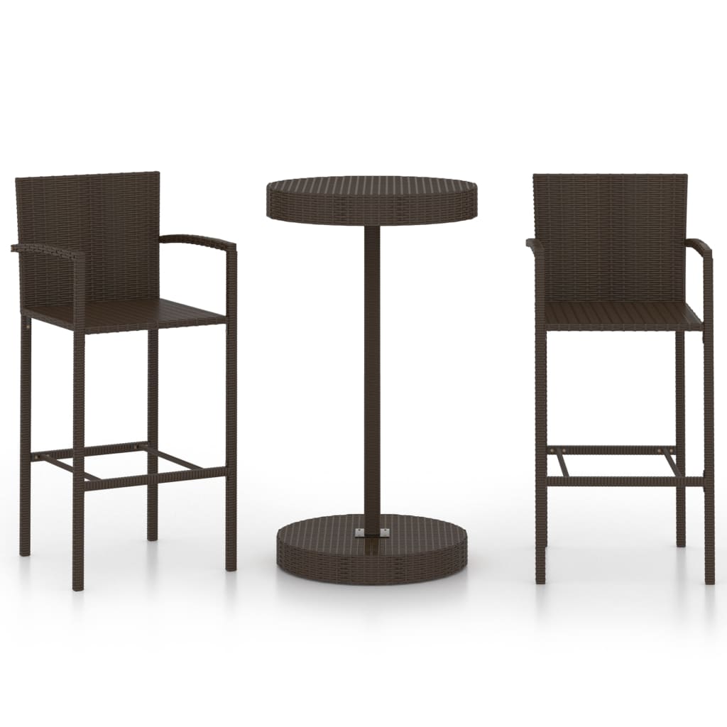 Σετ Επίπλων Μπαρ Κήπου 3 Τεμαχίων Καφέ από Συνθετικό Ρατάν - PAKOBAZAAR