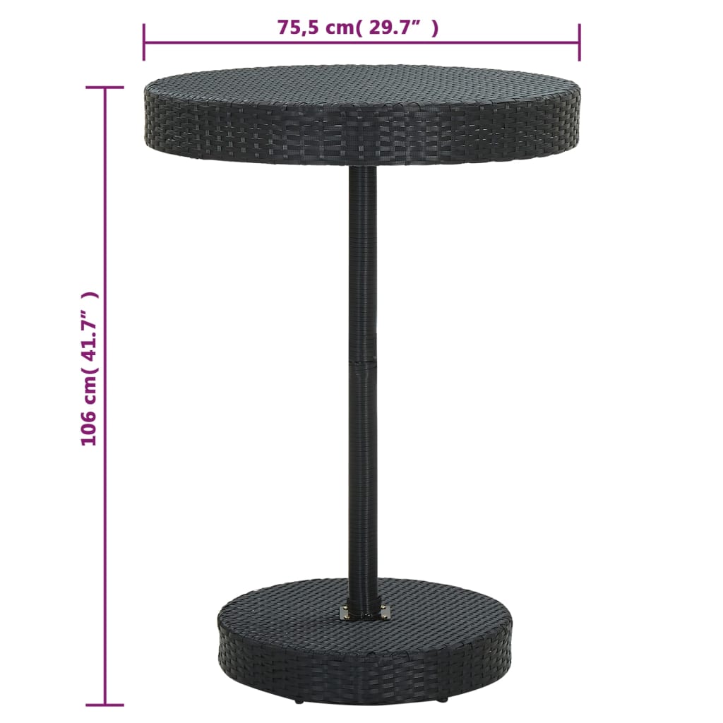 Σετ Επίπλων Μπαρ Κήπου 5 τεμ. Μαύρο Συνθετ. Ρατάν - PAKOBAZAAR