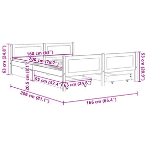 Πλαίσιο Κρεβατιού με 4 Συρτάρια Λευκό 160x200 εκ. Ξύλο Πεύκου - Pakobazaar