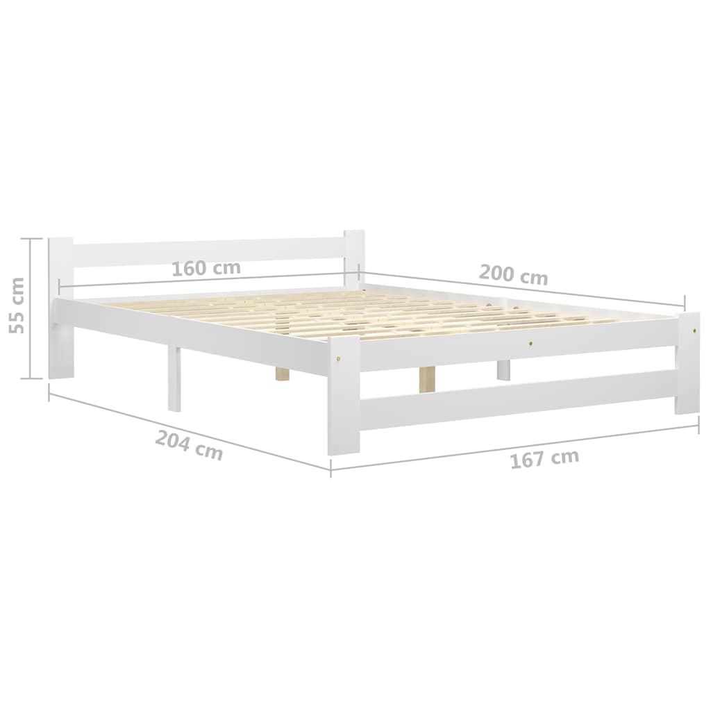 Πλαίσιο Κρεβατιού με 2 Συρτάρια Λευκό 160 x 200 εκ. Ξύλο Πεύκου
