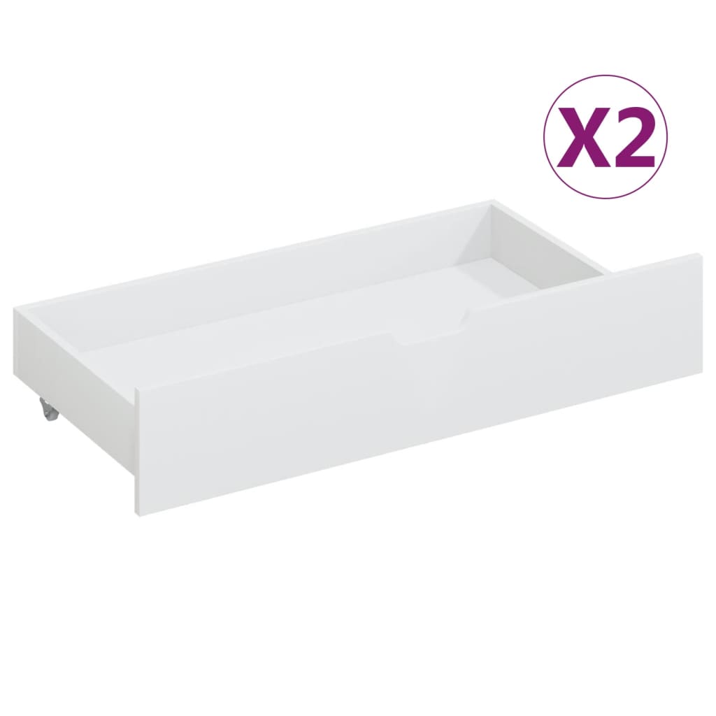 Πλαίσιο Κρεβατιού με 2 Συρτάρια Λευκό 90x200 εκ. Μασίφ Πεύκο