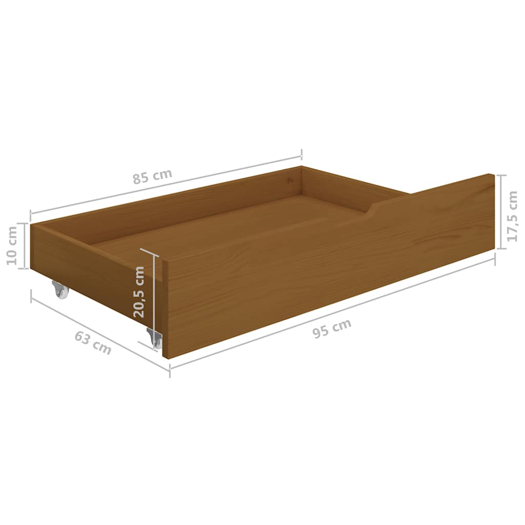 Πλαίσιο Κρεβατιού με 2 Συρτάρια Μελί 140 x 200 εκ. Ξύλο Πεύκου