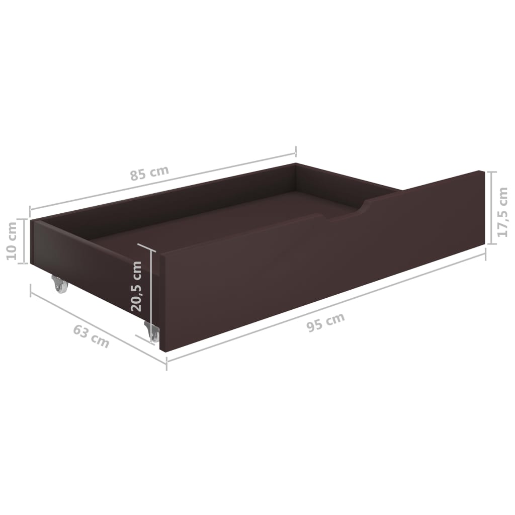Πλαίσιο Κρεβατιού με 2 Συρτάρια Σκ. Καφέ 140x200 εκ Ξύλο Πεύκου
