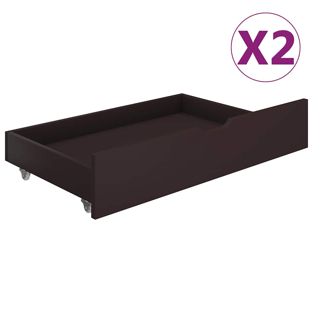Πλαίσιο Κρεβατιού με 2 Συρτάρια Σκ. Καφέ 200x200 εκ Ξύλο Πεύκου