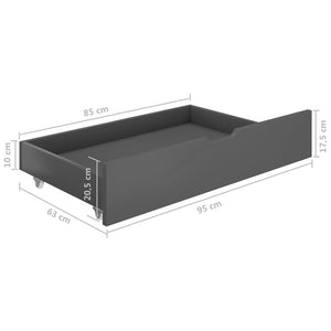 Πλαίσιο Κρεβατιού με 2 Συρτάρια Σκ. Γκρι 180x200 εκ Ξύλο Πεύκου