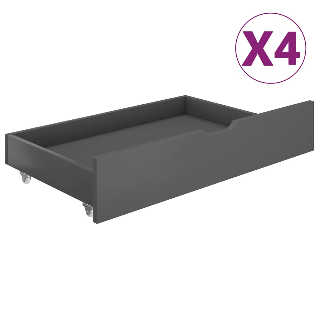 Πλαίσιο Κρεβατιού με 4 Συρτάρια Σκ. Γκρι 180x200 εκ Ξύλο Πεύκου