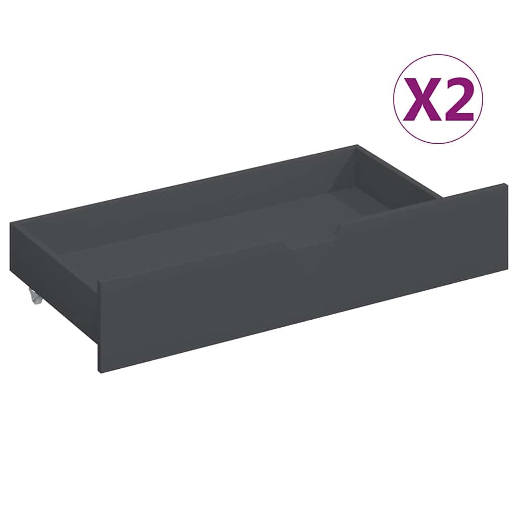 Πλαίσιο Κρεβατιού με 2 Συρτάρια Σκ. Γκρι 140x200 εκ Ξύλο Πεύκου