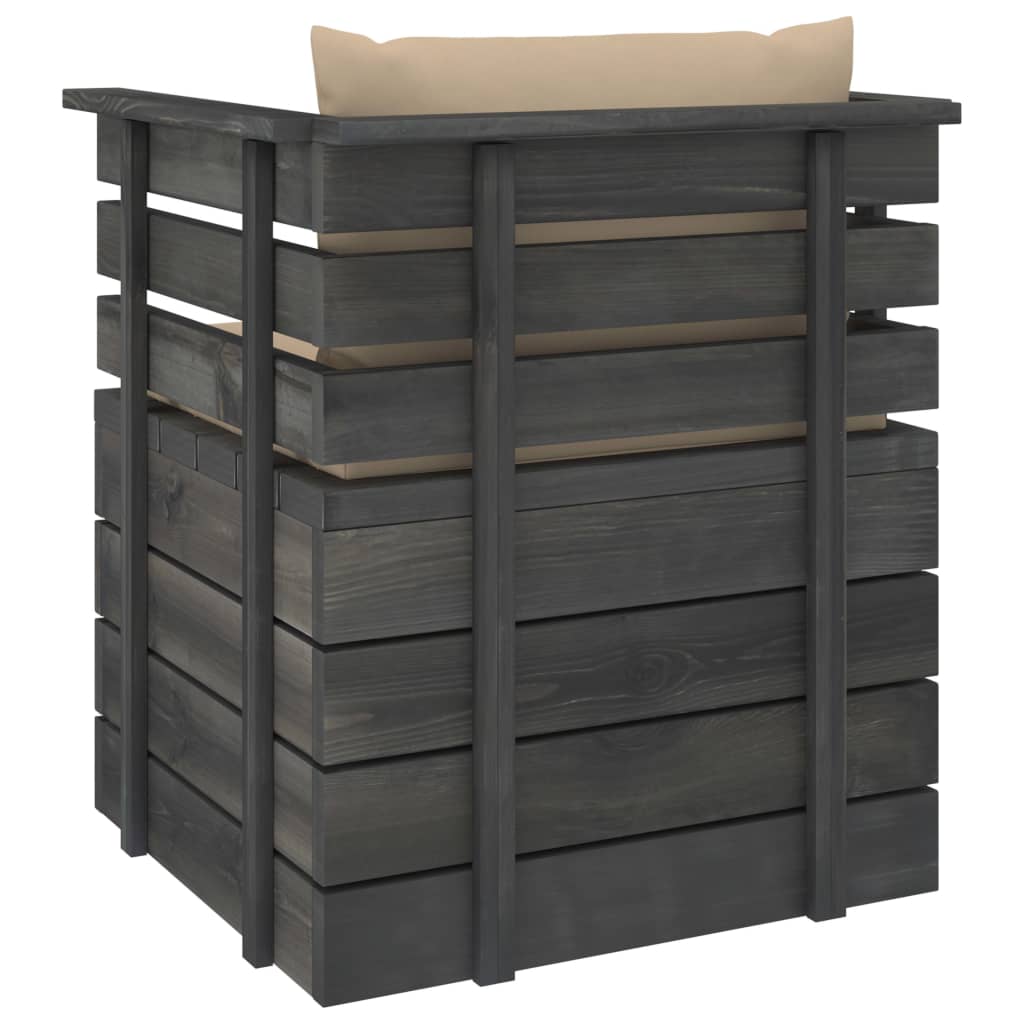 Πολυθρόνα Κήπου από Ξύλο Πεύκου με Μαξιλάρια - PAKOBAZAAR