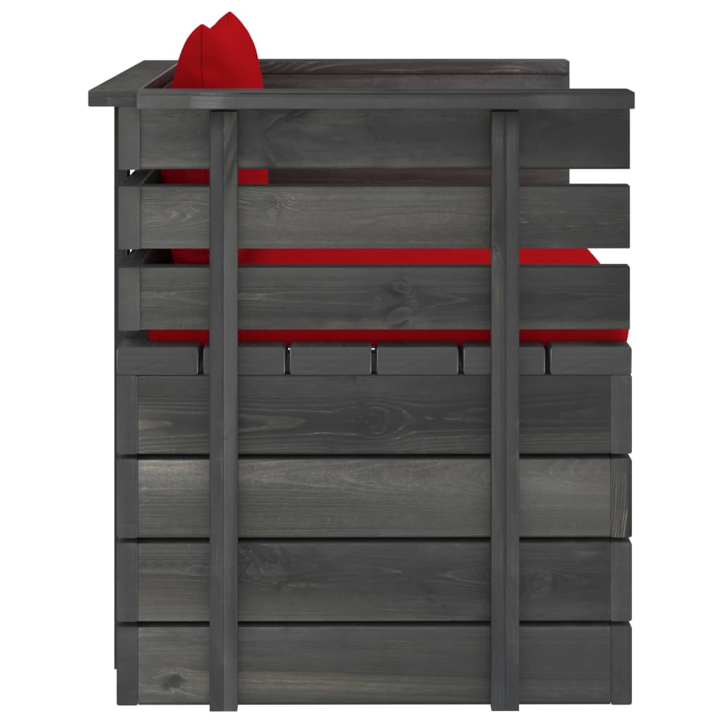 Πολυθρόνα Κήπου από Ξύλο Πεύκου με Μαξιλάρια - PAKOBAZAAR