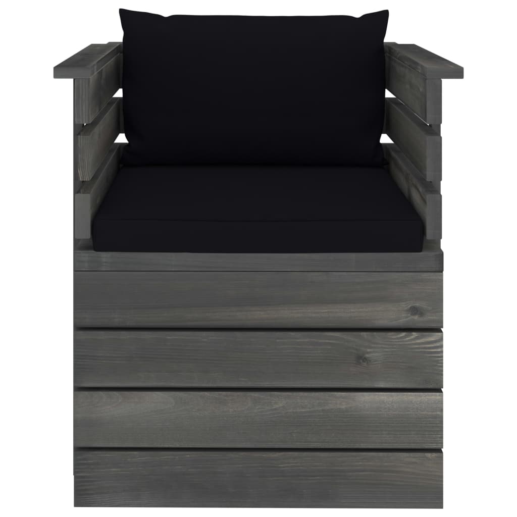 Πολυθρόνα Κήπου από Ξύλο Πεύκου με Μαξιλάρια - PAKOBAZAAR