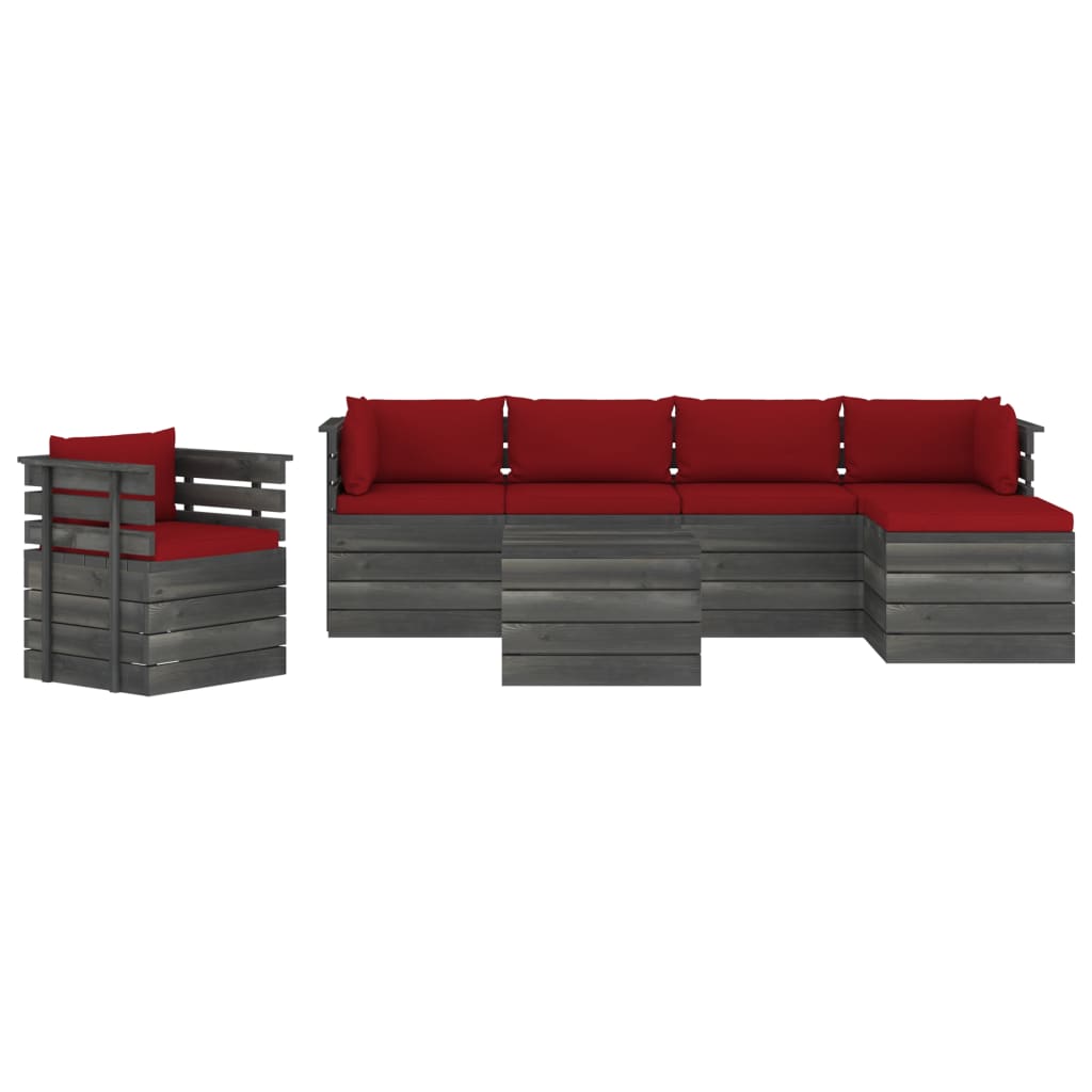 Σαλόνι Κήπου από Παλέτες 7 τεμ. Μασίφ Ξύλο Πεύκου με Μαξιλάρια - Pakobazaar