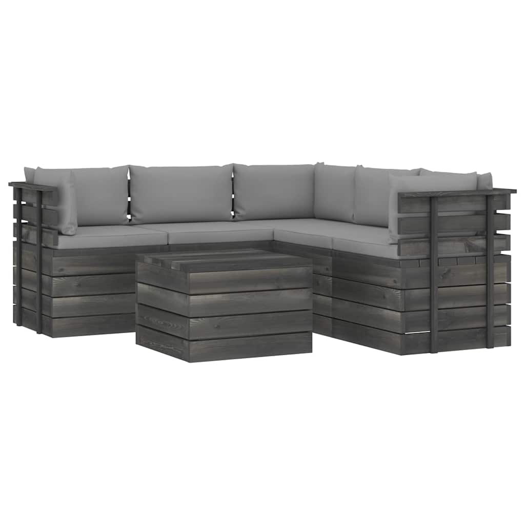 Σαλόνι Κήπου από Παλέτες 6 τεμ. Μασίφ Ξύλο Πεύκου με Μαξιλάρια