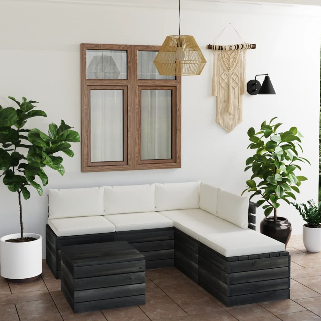 Σαλόνι Κήπου από Παλέτες 6 τεμ. από Ξύλο Πεύκου με Μαξιλάρια - Pakobazaar