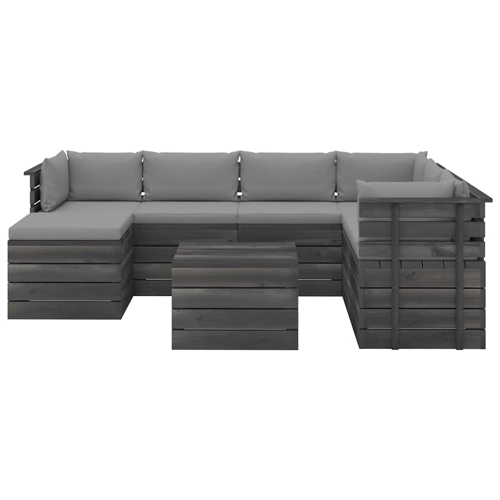Σαλόνι Κήπου από Παλέτες 8 τεμ. Μασίφ Ξύλο Πεύκου με Μαξιλάρια