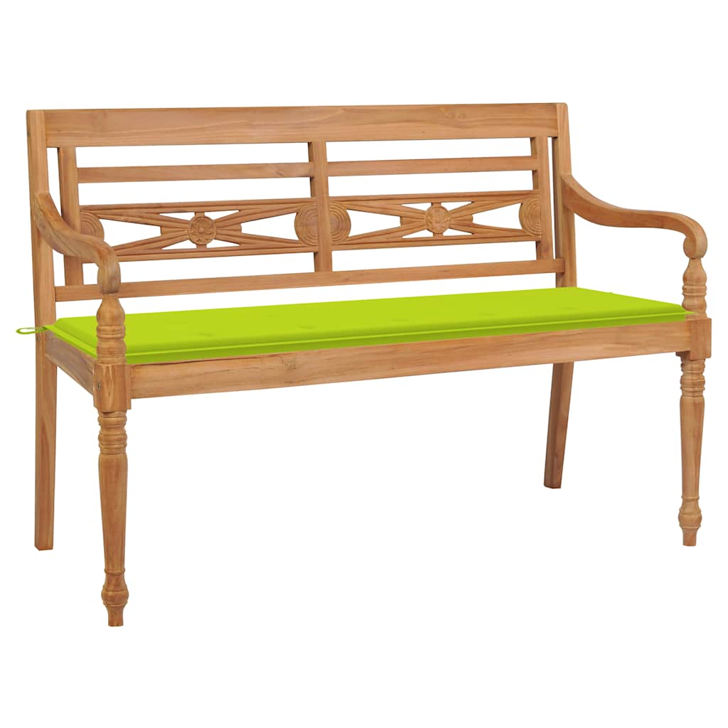 Παγκάκι Batavia 150 εκ. Μασίφ Ξύλο Teak & Φωτ. Πράσινο Μαξιλάρι