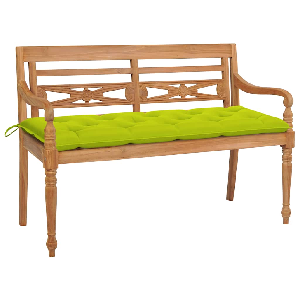 Παγκάκι Batavia 150 εκ. Μασίφ Ξύλο Teak & Φωτ. Πράσινο Μαξιλάρι