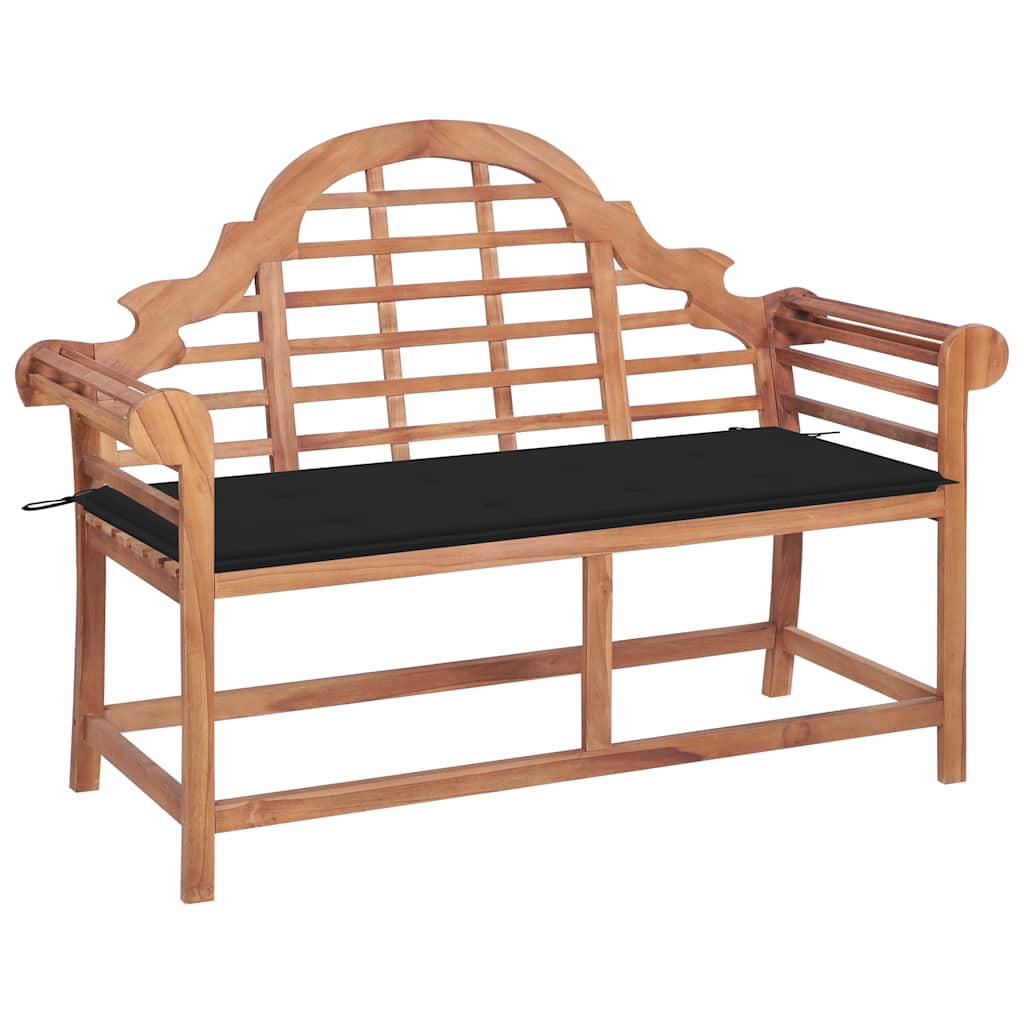 Παγκάκι Κήπου 120 εκ. από Μασίφ Ξύλο Teak με Μαύρο Μαξιλάρι