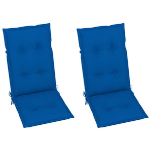 Πτυσσόμενες Καρέκλες 2 τεμ. με Μαξιλάρια Royal Blue από Μασίφ Ξύλο Teak - Pakobazaar