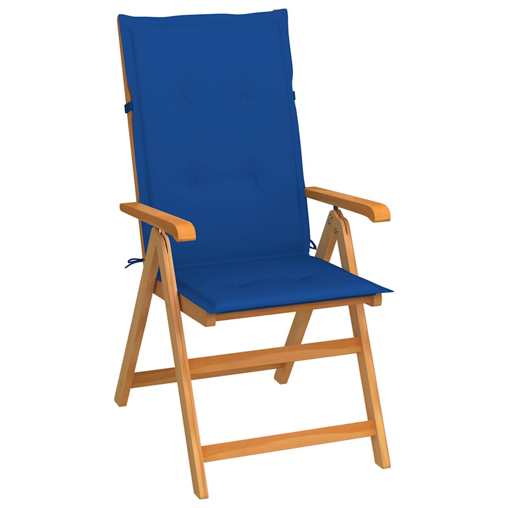 Πτυσσόμενη καρέκλα με μαξιλάρια Royal Blue από μασίφ ξύλο τικ