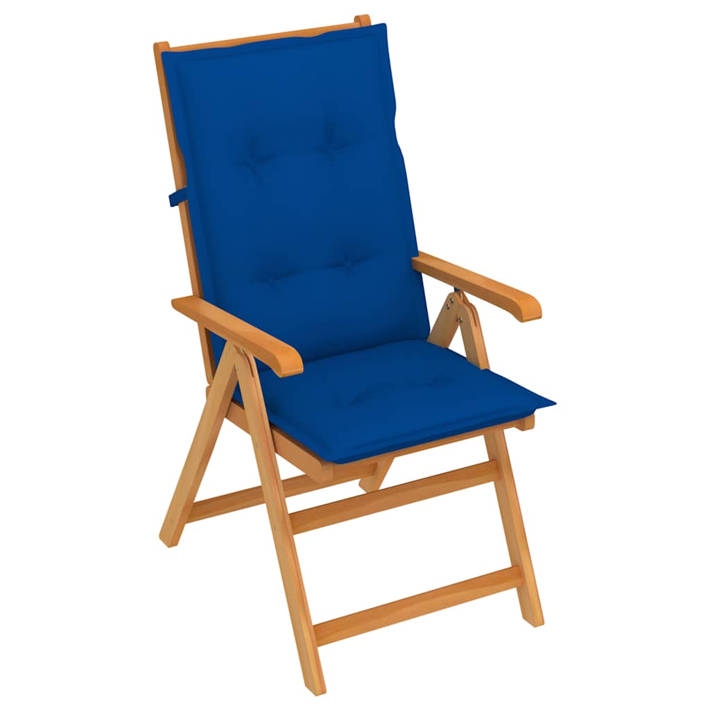 Πτυσσόμενη καρέκλα με μαξιλάρια Royal Blue από μασίφ ξύλο τικ - Pakobazaar