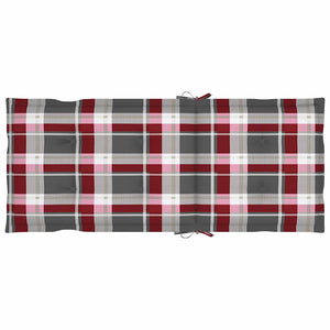 Πτυσσόμενη καρέκλα με μαξιλάρια σε κόκκινο καρό σχέδιο από μασίφ ξύλο τικ