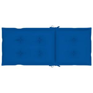 Πτυσσόμενες Καρέκλες 2 τεμ. με Μαξιλάρια Royal Blue από Μασίφ Ξύλο Teak